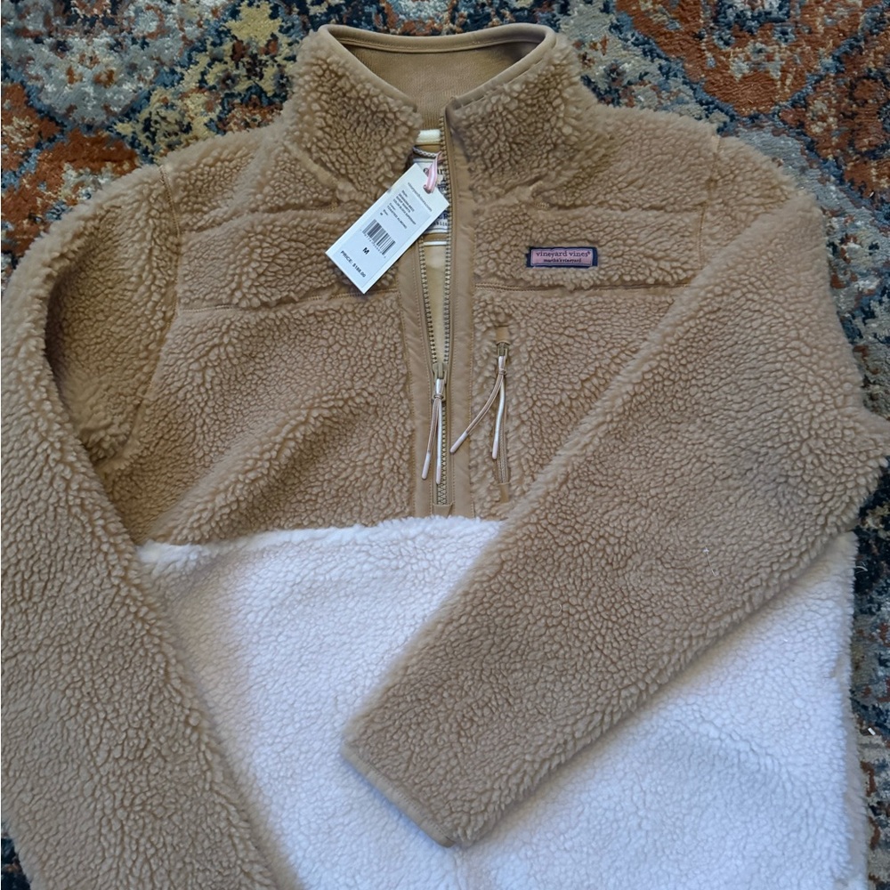 Vineyard Vines color block sherpa quarter zip NWT